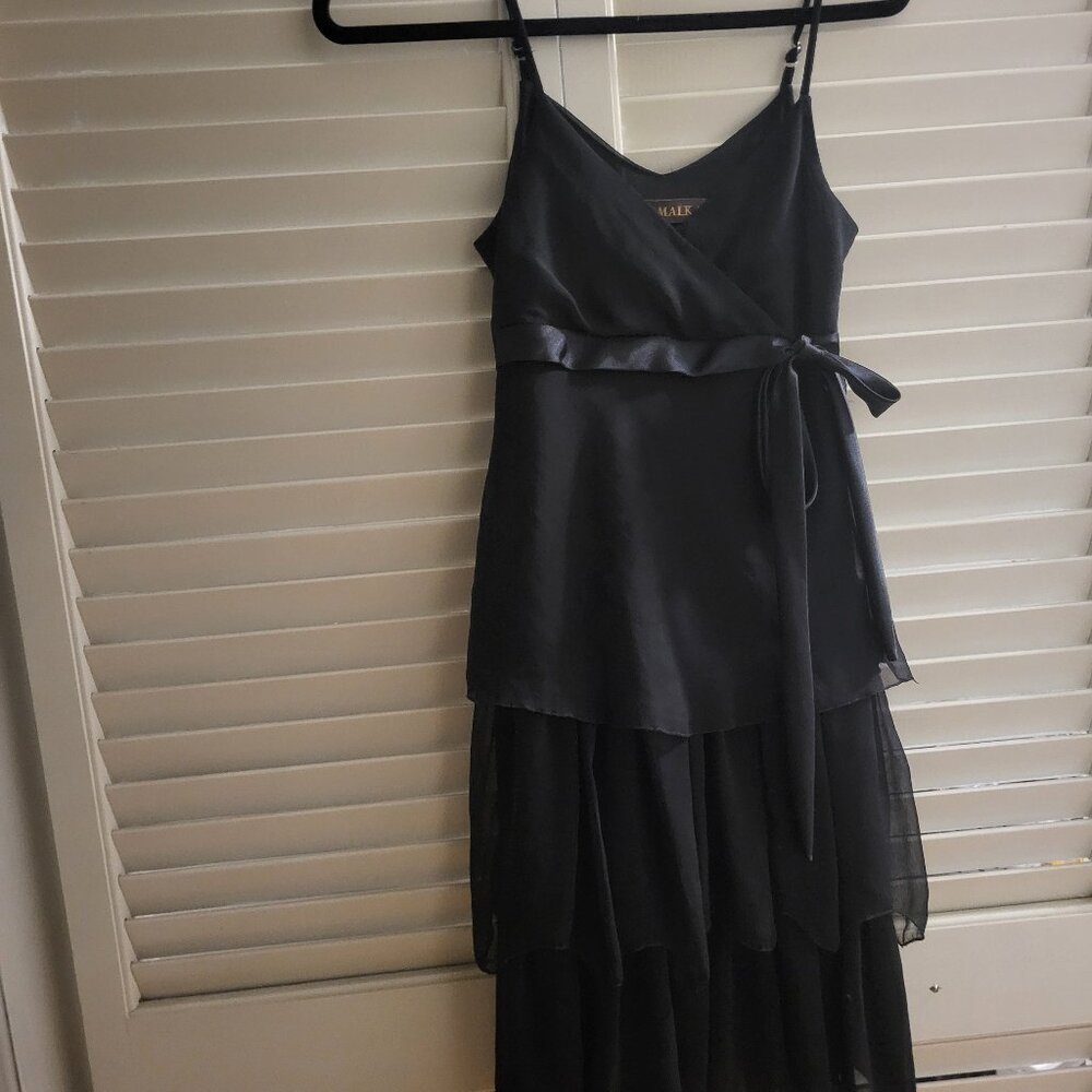 Black Bow Layered Mini Dress XS